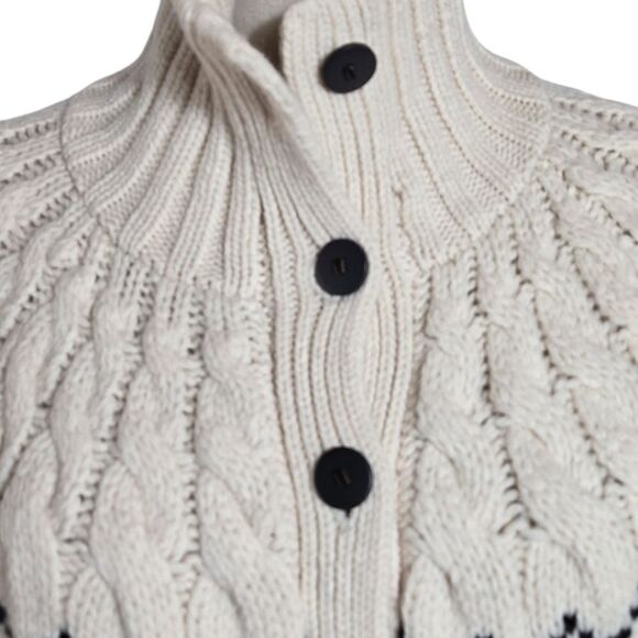 L.L. Bean White and Burgundy Cropped Cardigan Sweater - Picture 2 of 5